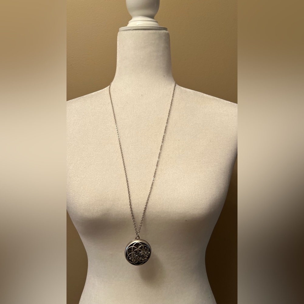 Long silver necklace